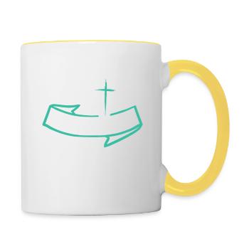 La vie est meilleure au ciel Verset biblique Foi - Mug contrasté - blanc/jaune - Droite