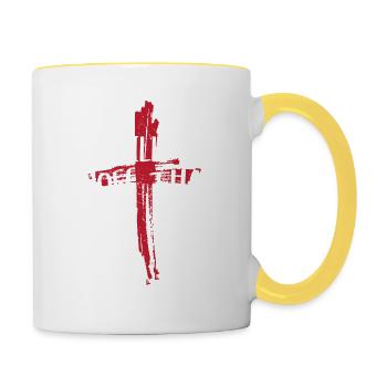 Be silent and know that I am God Psalm - Contrasting Mug - white/yellow - Right