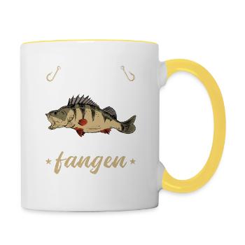 Angeln Kann Jeder Barsche Fangen Nur die Besten - Tasse zweifarbig - Weiß/Gelb - Rechts