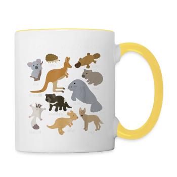 Tiere Australiens Australische Tierpädagogik - Tasse zweifarbig - Weiß/Gelb - Rechts