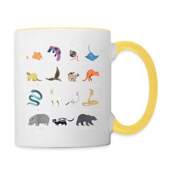 Animals Of The World - Rare Exotic Animals Funny - Contrasting Mug - white/yellow - Right