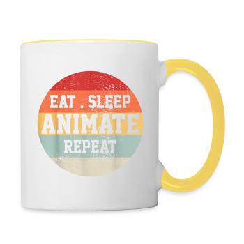 Animator Animation Retro Vintage Funny Gift - Contrasting Mug - white/yellow - Right