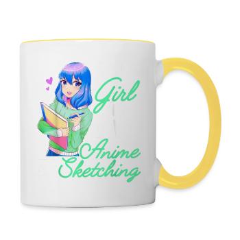 Anime and Sketching Just a Girl Who Loves Anime - Contrasting Mug - white/yellow - Right
