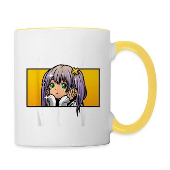 Anime Geschenk für n Mädchen Frauen Anime Merch Anime - Tasse zweifarbig - Weiß/Gelb - Rechts