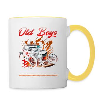 Hot Rod Grandpa, Old Boys Coolest Toys, Muscle Car - Mug contrasté - blanc/jaune - Droite