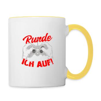 nur noch eine runde dann hor ich auf! - Gaming - Tasse zweifarbig - Weiß/Gelb - Rechts