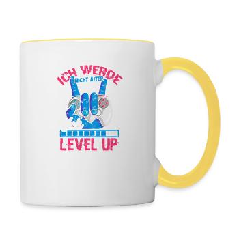 ICH WERDE NICHT ÄLTER ICH LEVEL UP - - Tasse zweifarbig - Weiß/Gelb - Rechts