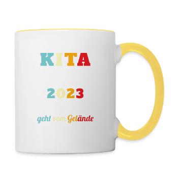 Kita Abgänger 2023 Schule Kind Schule - Tasse zweifarbig - Weiß/Gelb - Rechts