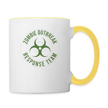 Zombie Outbreak Response Team Halloween Apocalypse - Contrasting Mug - white/yellow - Right