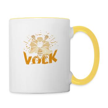 Keine Zeit mein Volk braucht mich - Superheld - Tasse zweifarbig - Weiß/Gelb - Rechts