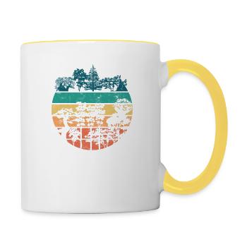 Retro Forest Trees Mountains Nature Lovers - Outdoor - Contrasting Mug - white/yellow - Right
