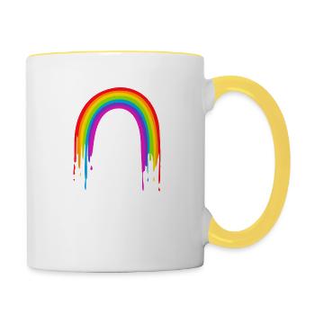 Arcs-en-ciel colorés - Love Peace Pride - LGBTQ+ - Mug contrasté - blanc/jaune - Droite