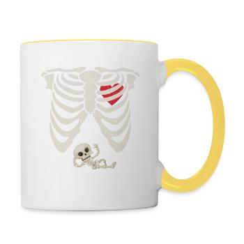 Skelett Schwangerschaftsankündigung XRay Baby Lust - Tasse zweifarbig - Weiß/Gelb - Rechts