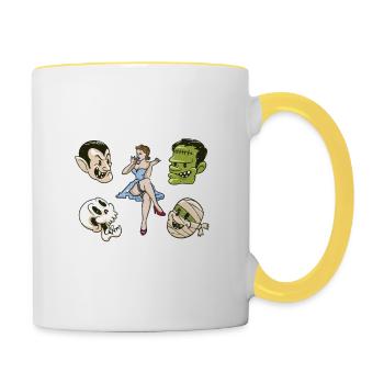 Monster Liebhaber Skelett Lustig Halloween Party - Tasse zweifarbig - Weiß/Gelb - Rechts