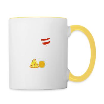 Daddy Skeleton Halloween Beer Pizza Drôle Enceinte - Mug contrasté - blanc/jaune - Droite
