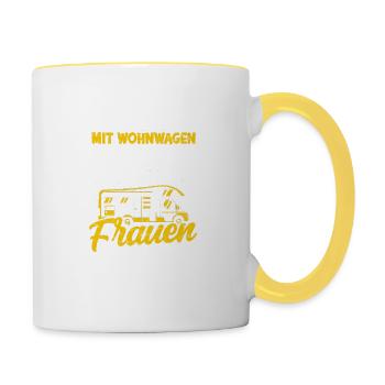 MÄNNER MIT WOHNWAGEN HABEN DIE SCHÖNSTEN FRAUEN - - Tasse zweifarbig - Weiß/Gelb - Rechts