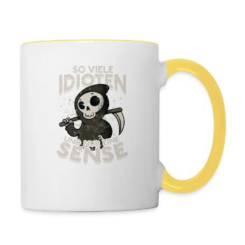 so viele idioten und nur eine sense - Frustration - Tasse zweifarbig - Weiß/Gelb - Rechts