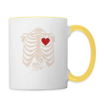 Skeleton Pregnancy Announcement Gemini XRay - Contrasting Mug - white/yellow - Right