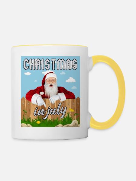 Weihnachten im Juli - Tasse zweifarbig - Weiß/Gelb