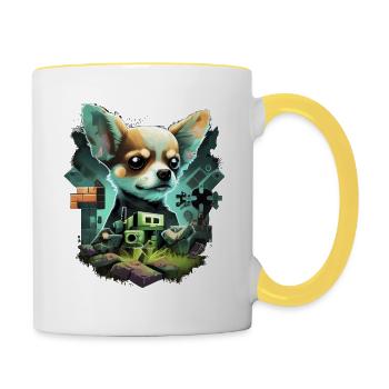 Chihuahua | Gaming Gamer Funny Comic Videogame - Contrasting Mug - white/yellow - Right
