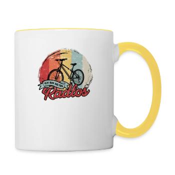 Ich Bin selten Radlos - Radfahren - Tasse zweifarbig - Weiß/Gelb - Rechts