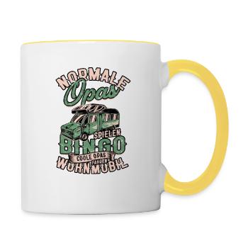 NORMALE OPAS SPIELEN BINGO COOLE OPAS WOHNMOBIL - - Tasse zweifarbig - Weiß/Gelb - Rechts