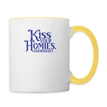 Kiss your homies Goodnight - Freundschaft - Tasse zweifarbig - Weiß/Gelb - Rechts