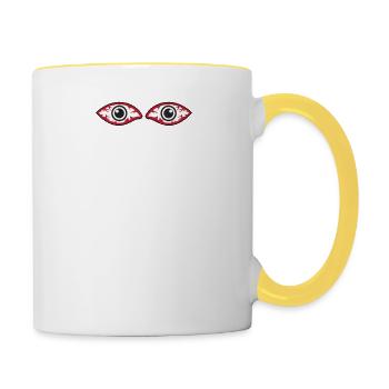 J’ai un concours de regard avec le soleil jusqu’à présent bon - Mug contrasté - blanc/jaune - Droite
