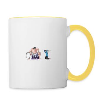 Ich habe Kissenschlachten mit Sumo-Ringern Rapper - Tasse zweifarbig - Weiß/Gelb - Rechts