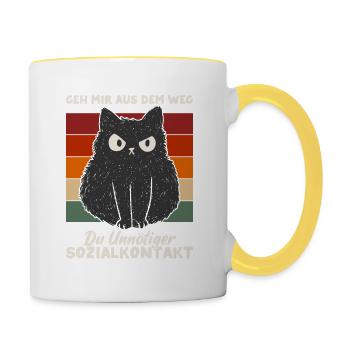 Geh Mir Aus Dem Weg Unnötiger Sozialkontakt - Tasse zweifarbig - Weiß/Gelb - Rechts