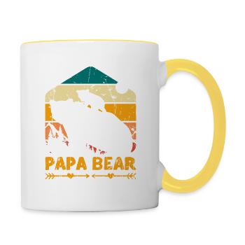Papa Ours - famille - Mug contrasté - blanc/jaune - Droite