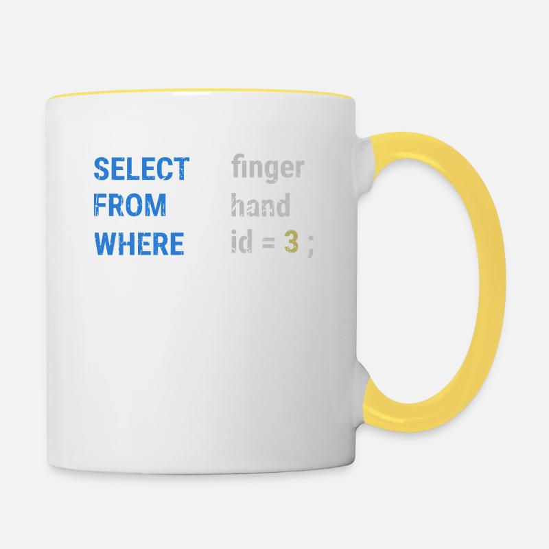 Select finger From hand Where id = 3; - - Tasse zweifarbig - Weiß/Gelb