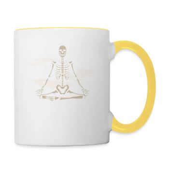 Méditer Squelette Lotus Yoga Moon Balance Joke - Mug contrasté - blanc/jaune - Droite