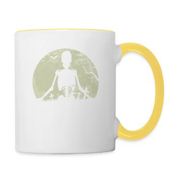 Méditer Squelette Lotus Yoga Moon Balance Joke - Mug contrasté - blanc/jaune - Droite