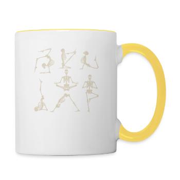 Yoga Skeletons Asana Namaste Funny Meditation - Contrasting Mug - white/yellow - Right