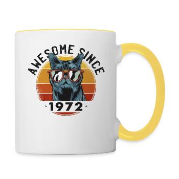 Genial seit 1972, 51 Jahre alt, 51. Geburtstag - Tasse zweifarbig - Weiß/Gelb - Rechts