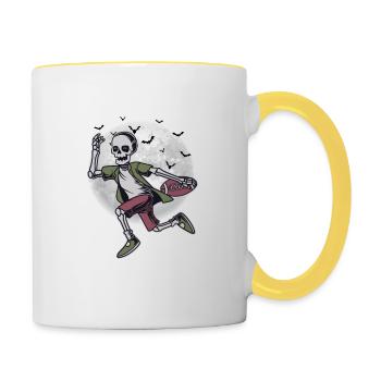 American Football Player Coach Fan Skeleton - Contrasting Mug - white/yellow - Right