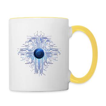 Circuit de science des données de l’IA d’apprentissage automatique - Mug contrasté - blanc/jaune - Droite
