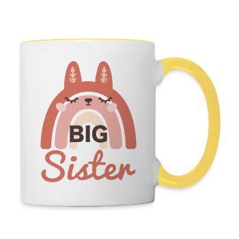 Big Sister Rainbow Rabbit - Contrasting Mug - white/yellow - Right