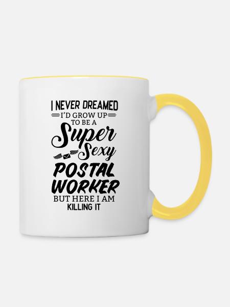 Postbote Postbotin Post Briefträger - Tasse zweifarbig - Weiß/Gelb