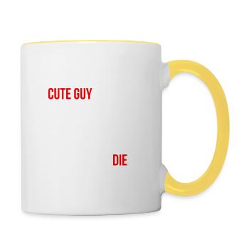 Flirten auf der Arbeit als Mutter Spruch Englisch - Tasse zweifarbig - Weiß/Gelb - Rechts