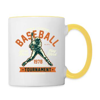 Graphique de baseball - Mug contrasté - blanc/jaune - Droite