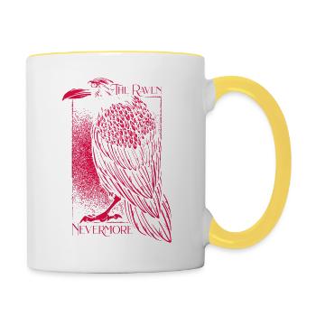 Edgar Allan Poe Der Rabe Nimmermehr - Tasse zweifarbig - Weiß/Gelb - Rechts