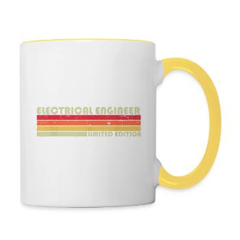 ELECTRICAL ENGINEER Funny Job Title Birthday - Contrasting Mug - white/yellow - Right