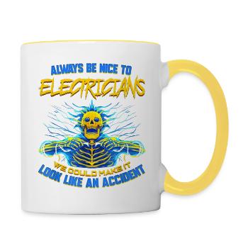 Electrician Funny Gift for Electrical Engineer - Contrasting Mug - white/yellow - Right
