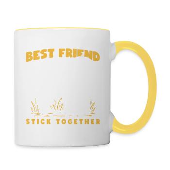 Cat and dog - Contrasting Mug - white/yellow - Right