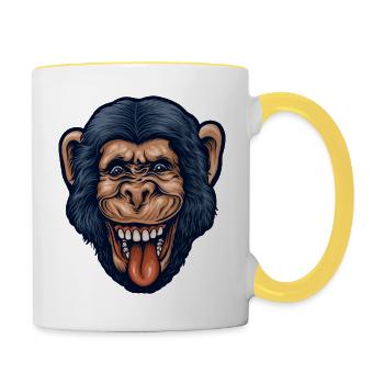Chimp head - Contrasting Mug - white/yellow - Right