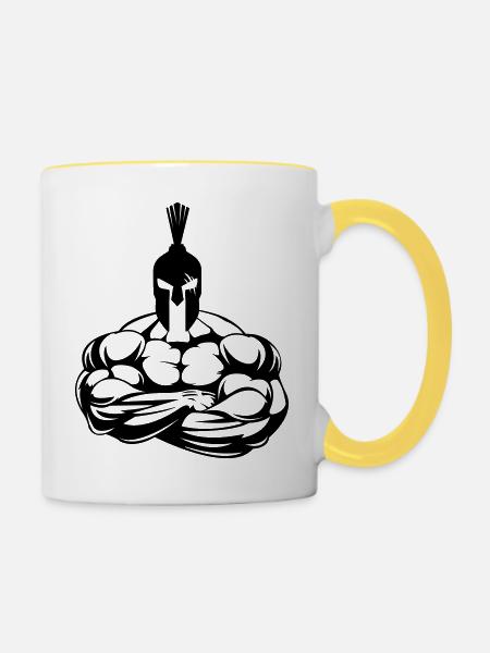 strong spartan - Tasse zweifarbig - Weiß/Gelb