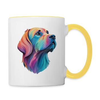 Labrador Dog - Loving four-legged friend design - Contrasting Mug - white/yellow - Right