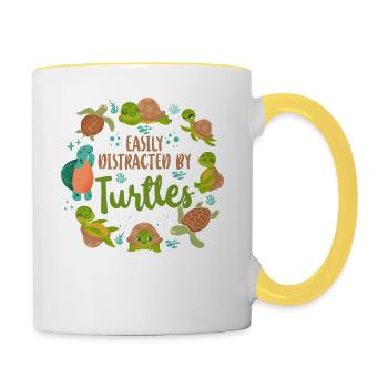 Sea Turtle Tortoise Easily - Tasse zweifarbig - Weiß/Gelb - Rechts
